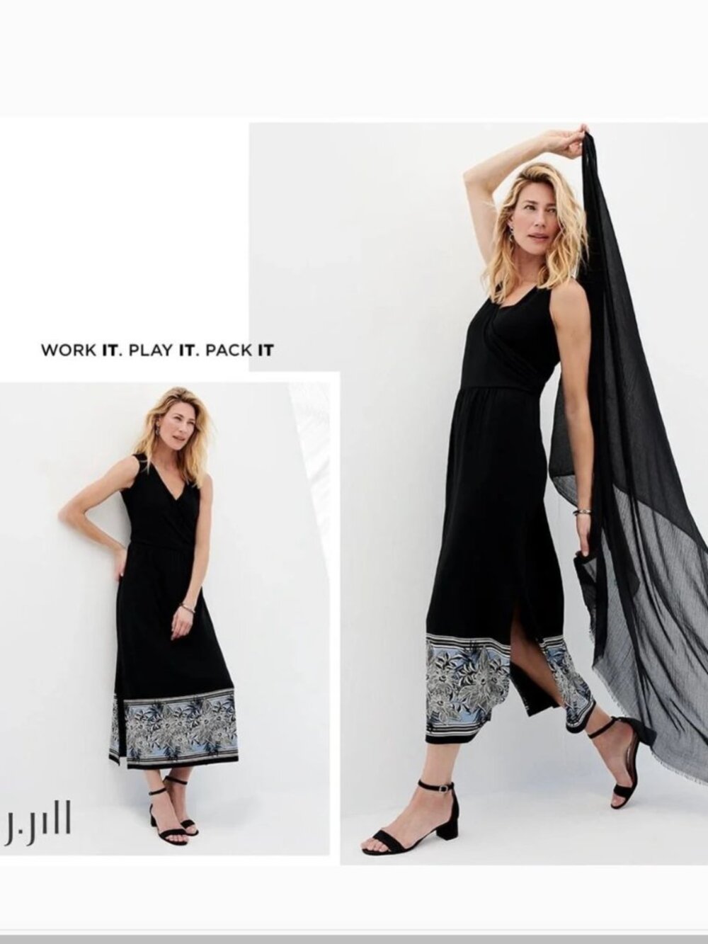J Jill Wearever Collection Havana Summer Wrap Style Jersey Maxi Dress XL